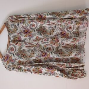 Cyrillis Paris lightweight boho blouse front keyhole feminine print